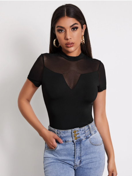 Blusa cheap malla negra