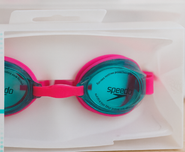 Lentes Natación Speedo de niña ROSADO CON AZUL ELASTICO 2