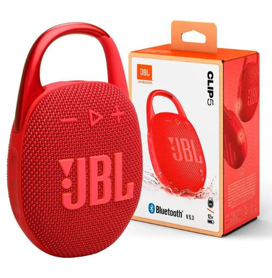 JBL Clip 5 - Altavoz - para uso portátil - inalámbrico - Bluetooth - controlado por aplicación - 7 vatios - rojo