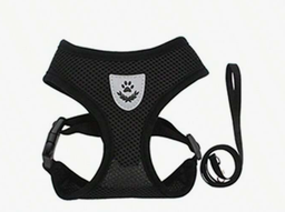 Arnés de chaleco para cachorro o gato con correa NEGRO
