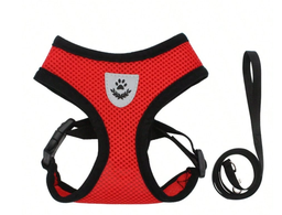 Arnés de chaleco para cachorro o gato con correa ROJO