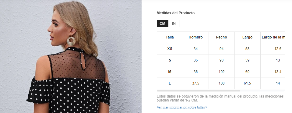 Blusa de lunares con malla de hombros descubiertos