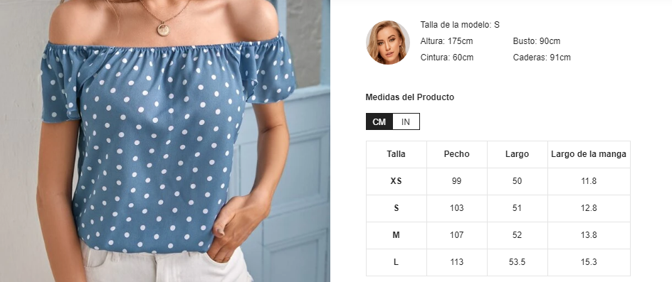 Blusa Camisa De Hombros Descubiertos De Lunares