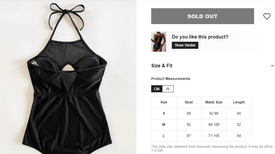 Traje De Baño Una Pieza Halter Con Abertura Negro