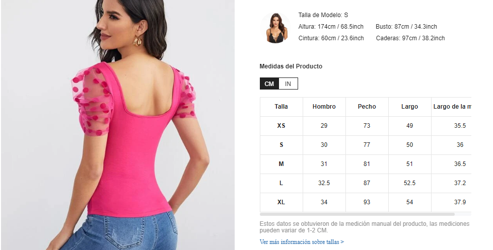 Blusa de manga de malla de cuello Rosada