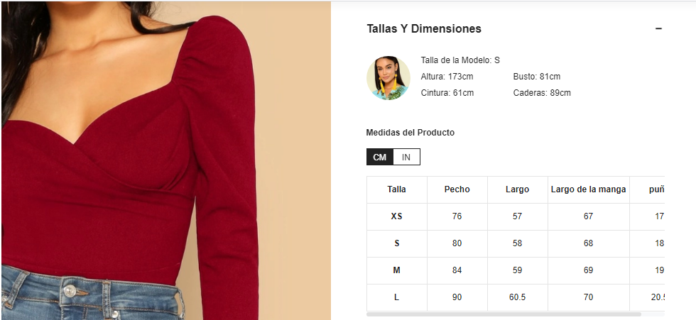 Blusa Sweetheart Cruzado Ajustado De Manga Farol Con Cremallera Trasera ROJA