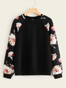 Sueter Pullover de manga raglán con estampado floral