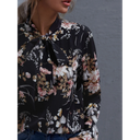 Blusa Top Con Estampado Floral De Cuello Con Cordón