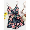 Jump Corto Mono Slip Con Estampado Tropical De Cuello Cruzado