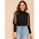 Blusa Top De Manga Gigot Con Malla