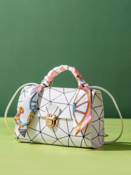 Mini  Bolso cartera con diseño de pañuelo con estampado geométrico