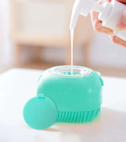 Cepillo de baño unicolor de silicona de mascota