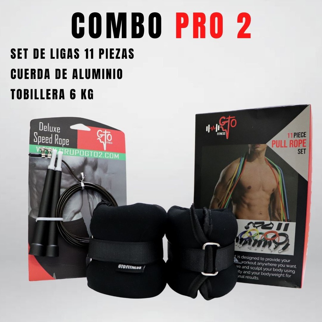 Combo PRO 2 - Set de ligas - Cuerda Aluminio - Tobilleras 6Kg