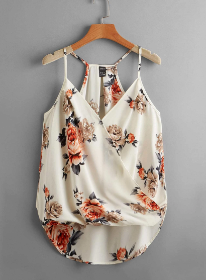 Blusa Top de tirantes con estampado floral bajo irregular