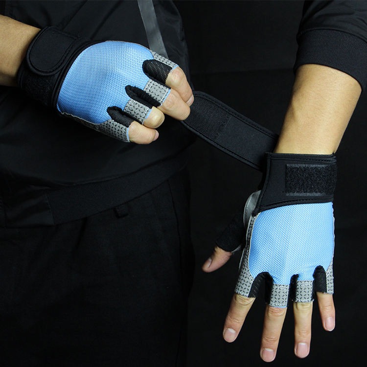 Guantes con muñequera Azul/Gris