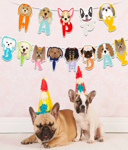 Decoración de cumpleaños para mascota con estampado de perro de dibujos animados