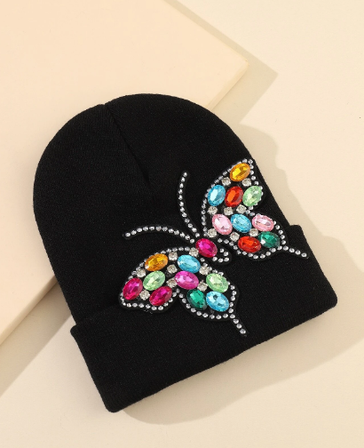 Gorro con diseño diamante de mariposa