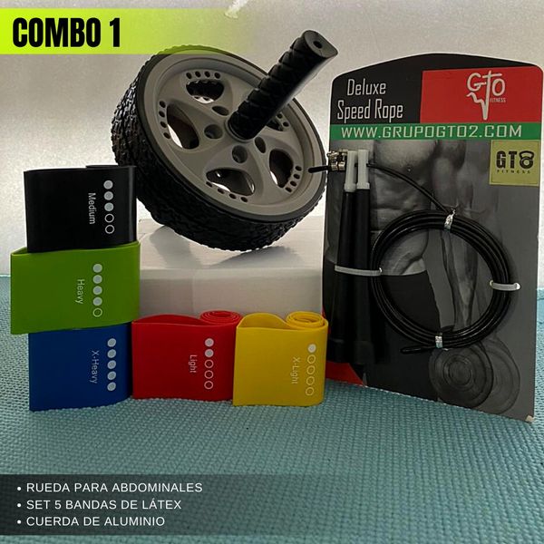 COMBO 1 GTO -Rueda para ABS  - Cuerda Aluminio - Set de bandas Latex