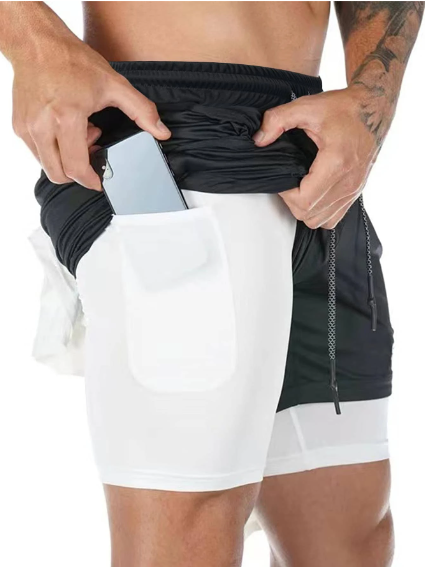 Short deportivo 2 en 1 con bolsillo para teléfono