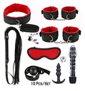 Set de  Kits de Bondage Bdsm, juegos para adultos, esposas de sujeción de nailon sexuales, puños de tobillo, pinzas para pezones, tapón Anal, vibrador, Juguetes, herramientas eróticas