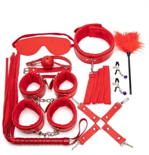 1 Set de 10 piezas De kit de bondage rojo de cuero para mujer