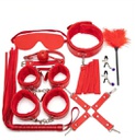 1 Set de 10 piezas De kit de bondage rojo de cuero para mujer