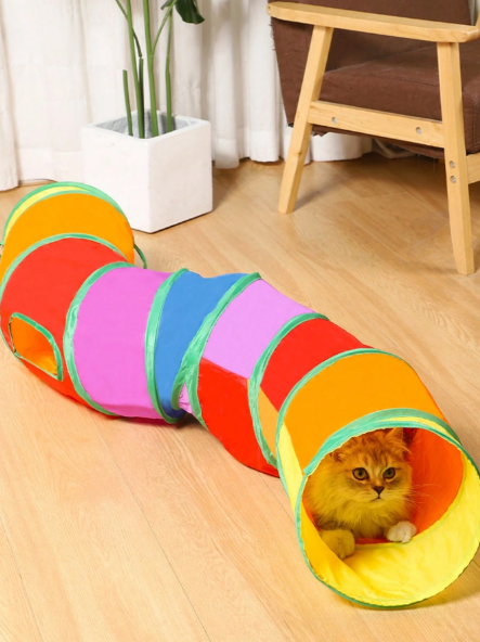 Tunel escondite de juguetes para gatos, centro de actividad de tunel laberinto de autoactivacion para gatitos y gatos