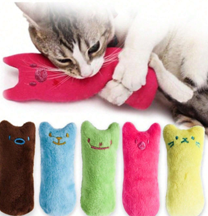 Mini juguete masticador con catnip para gatos y gatitos, juguete chillon para masticar