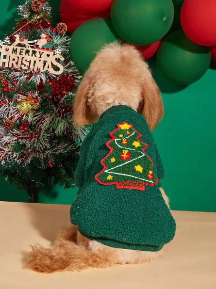 Sudadera navideña para mascotas con diseño de arbol de Navidad