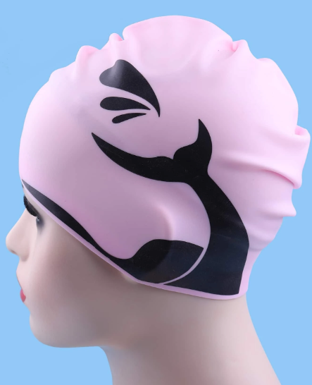 Gorro de natación rosado de pez cola