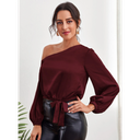 Blusa Top Con Nudo Lateral De Cuello Asimétrico Corinta