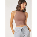 Blusa Top Corto Tank Unicolor De Cuello Alto