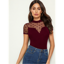 Blusa Top De Malla De Lunares De Cuello Alto