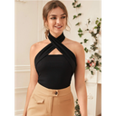 Blusa Top Halter De Espalda Abierta Con Tiras Cruzadas