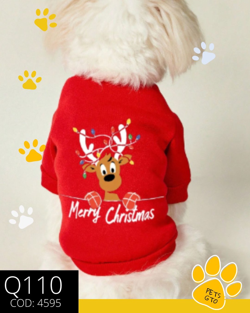 Sudadera navideña para mascotas, con estampado de reno rojo &amp; Correa Conjunto (copia)