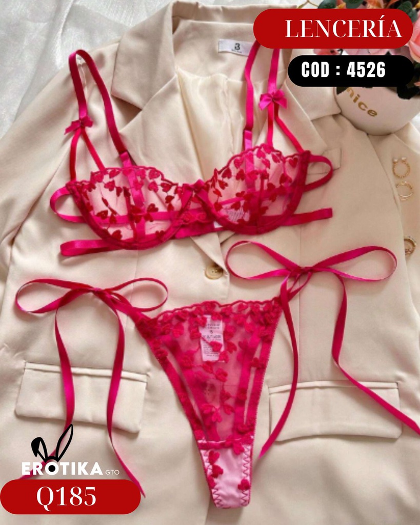 Lenceria body con encaje floral Rojo