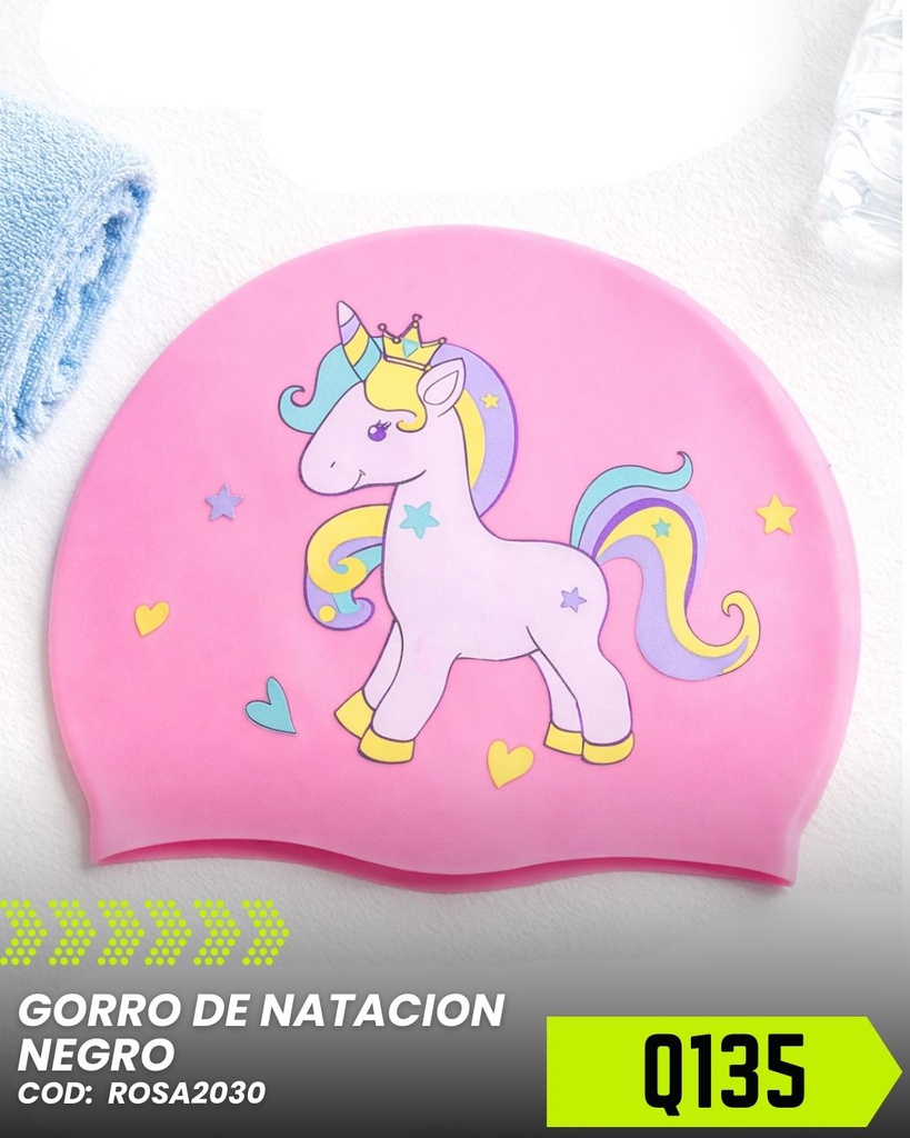 Gorro de natación de silicona con diseño de unicornio