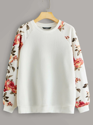 Sueter Pullover de manga raglán con estampado floral