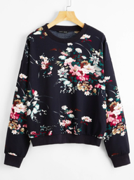 Sueter Pullover con estampado floral de hombros caídos