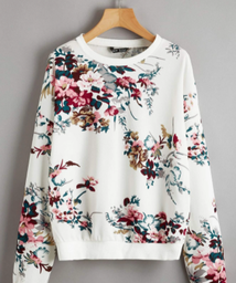 Sudadera Pullover con estampado floral de hombros caídos