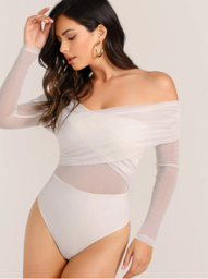 Body unicolor sweetheart con malla