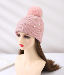 [sc2210190663506428] Gorro de punto con diseño de perla artificial