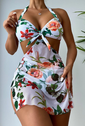 Traje de baño 3 piezas con estampado floral Bañador