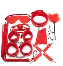 [sb2306233311903483] 1 Set de 10 piezas De kit de bondage rojo de cuero para mujer