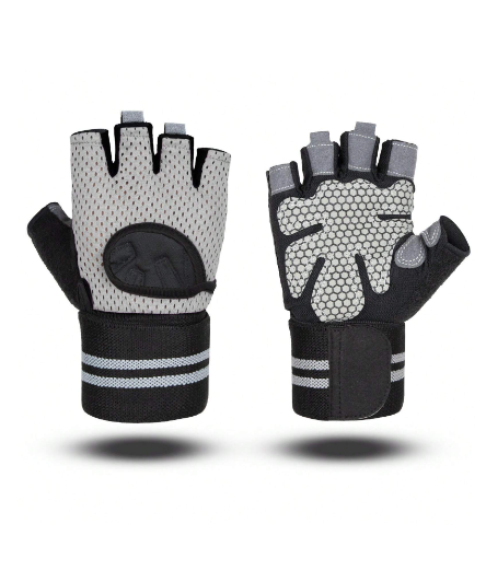Guantes destapados con muñequera GRIS