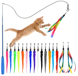 [sp2403062792411421] Juguete Interactivo Para Gato, Con Barita Para Gatos Con Varita Retractil Y 8 Piezas De Rellenos Surtidos Para El Juguete En Lanzar Y Perseguir