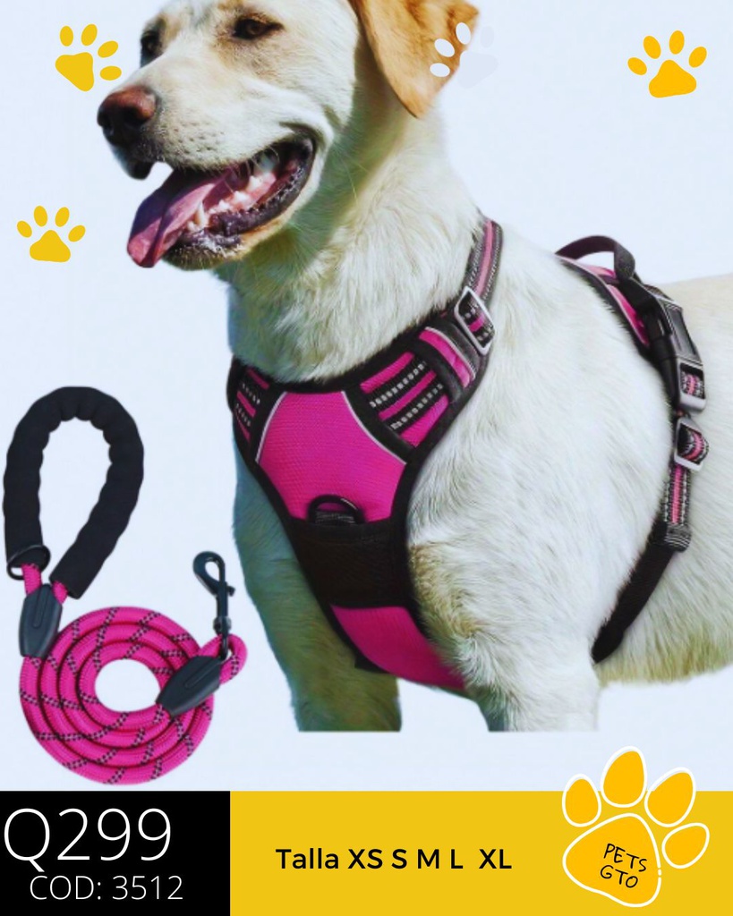 Arnes Para Perros Sin Tirar, Sin Ahogamiento Fucsia