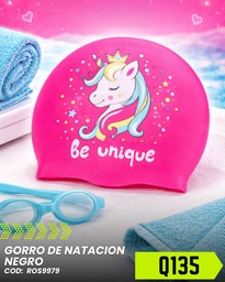 [st25051089200199979] Gorro de natación de silicona con diseño de unicornio